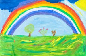 Kinderzeichnung Regenbogen - Symbolbild Wenn Kinder trauern